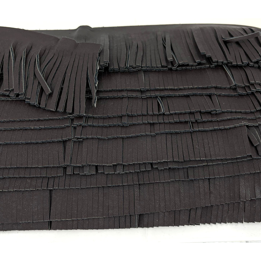 Faux Leather Fringe Trim Chocolate Brown 2.5 Inched wide 12 Yards